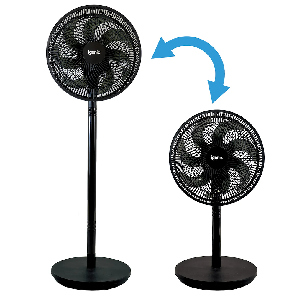 Igenix IGFP012B 12 Inch 7 Bladed Pedestal Fan - Black