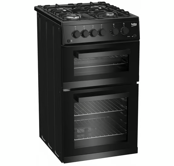 Beko KDG583K 50cm Freestanding Gas Twin Cavity Cooker - Black