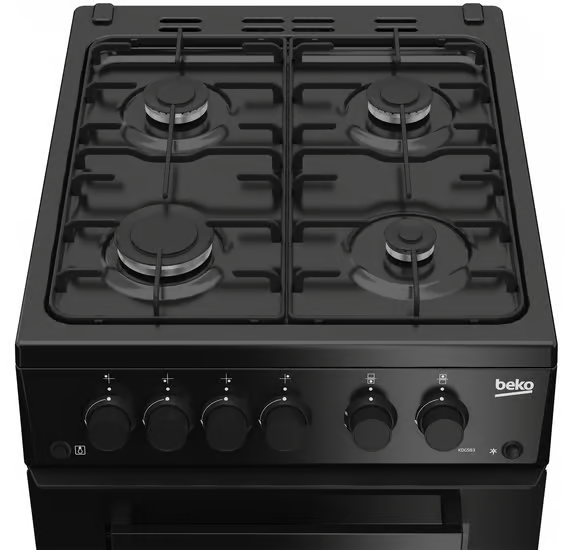 Beko KDG583K 50cm Freestanding Gas Twin Cavity Cooker - Black