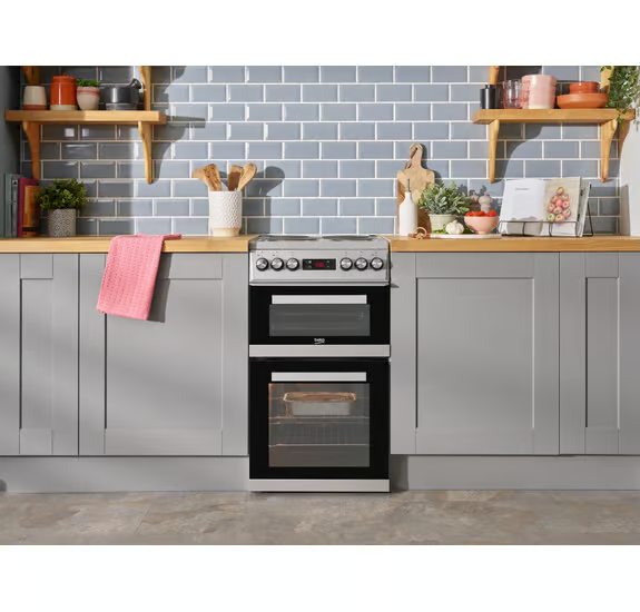 Beko KDV555AS 50cm Double Oven Electric Cooker - Silver