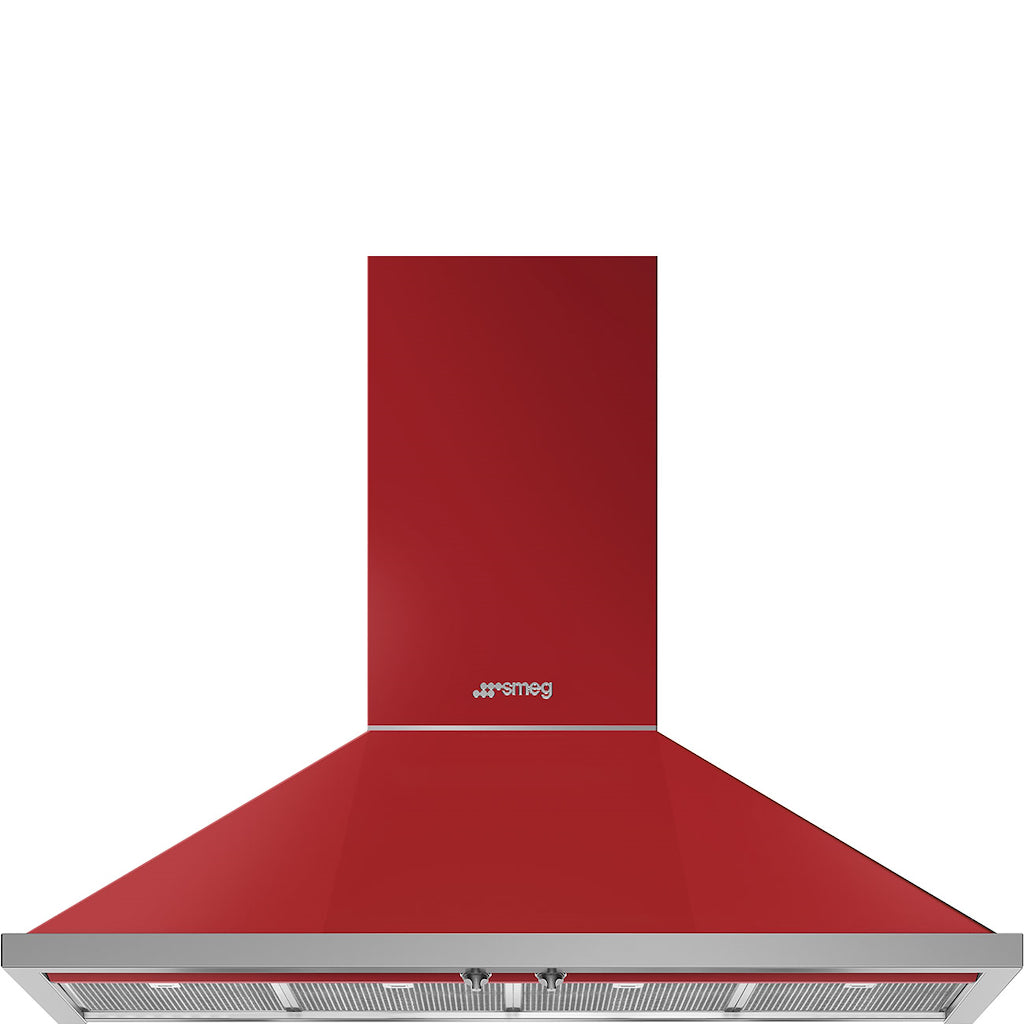 Smeg KPF12RD 120cm Portofino Chimney Hood, Red