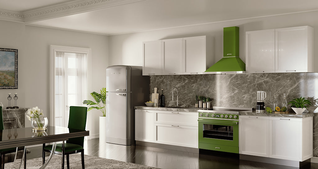 Smeg KPF9OG 90cm Portofino Chimney Hood, Olive Green