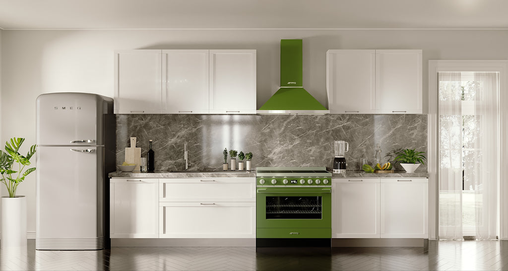 Smeg KPF9OG 90cm Portofino Chimney Hood, Olive Green