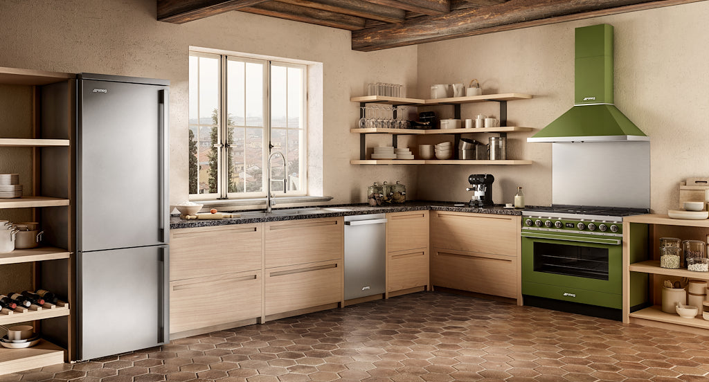 Smeg KPF9OG 90cm Portofino Chimney Hood, Olive Green