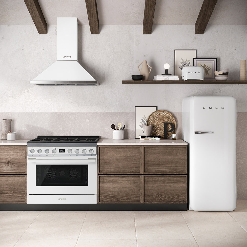 Smeg KPF9WH 90cm Portofino Chimney Hood, White