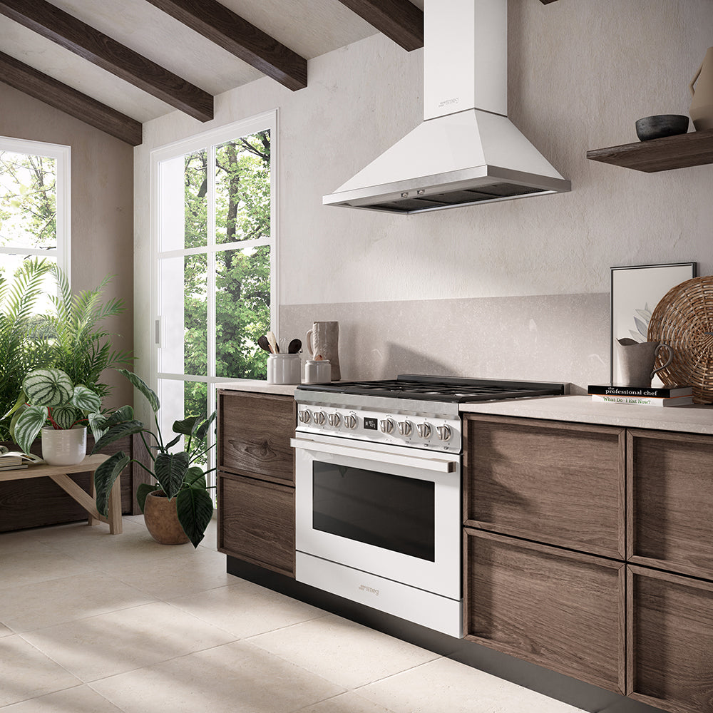 Smeg KPF9WH 90cm Portofino Chimney Hood, White