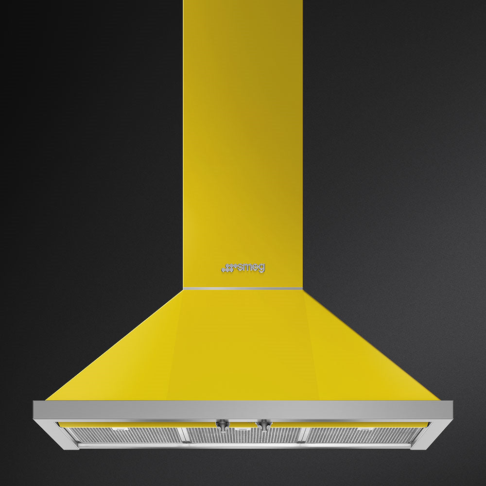 Smeg KPF9YW 90cm Portofino Chimney Hood, Yellow