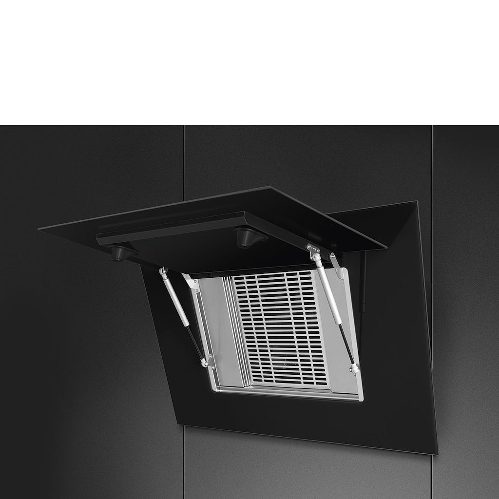 Smeg KV194B3 90cm Linea Angled Chimney Auto Vent 2.0 Hood , Black
