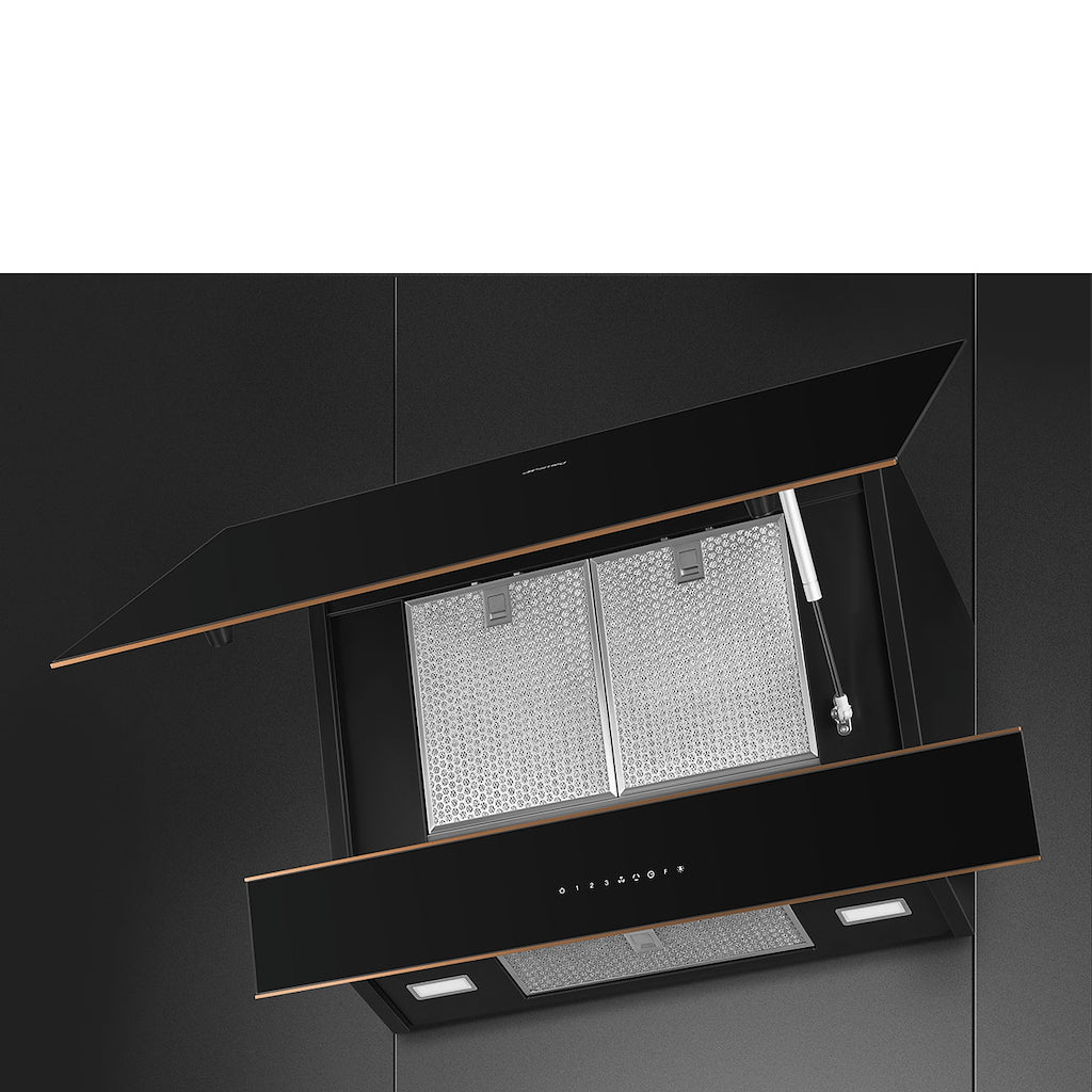 Smeg KV694R 90cm Dolce Stil Novo Angled Chimney Hood with Copper Trim Auto