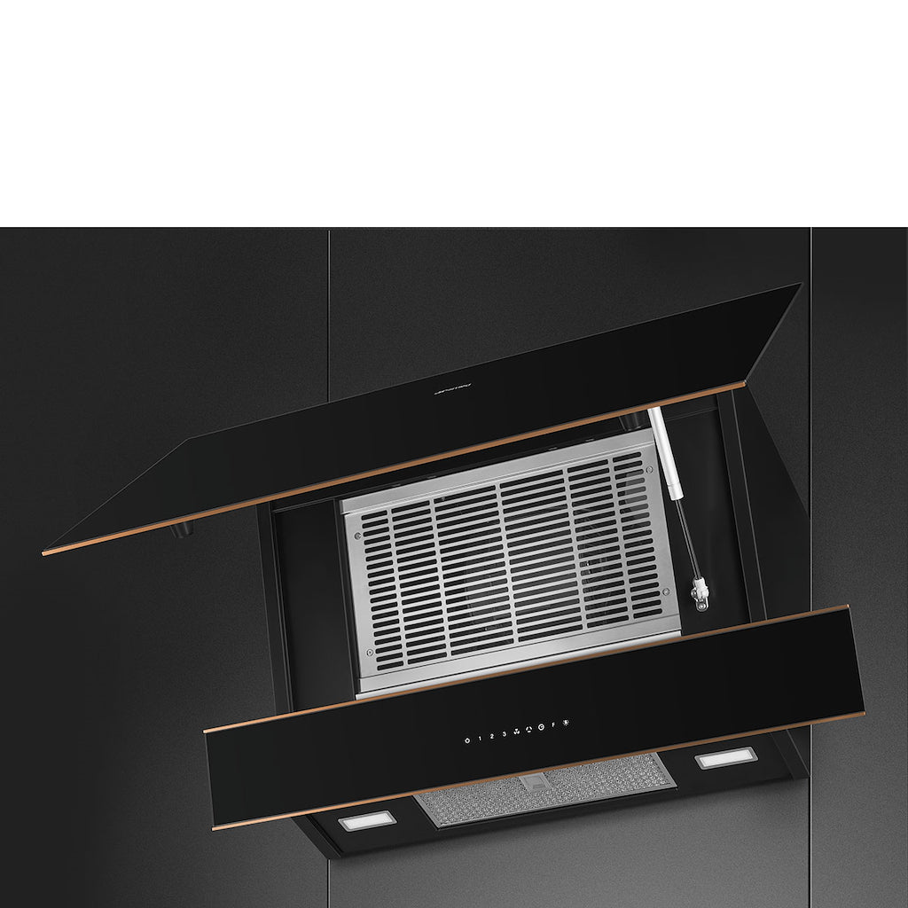 Smeg KV694R 90cm Dolce Stil Novo Angled Chimney Hood with Copper Trim Auto