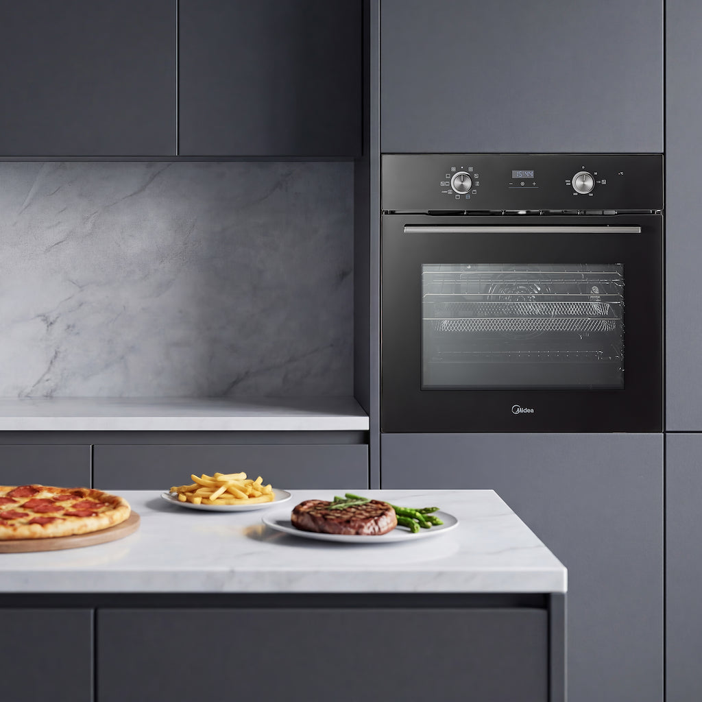 Midea Xpress Fry MBO65M90D2C-BK Multifunction Built-In Single Oven with Catalytic Liners - Black - A+ Rated