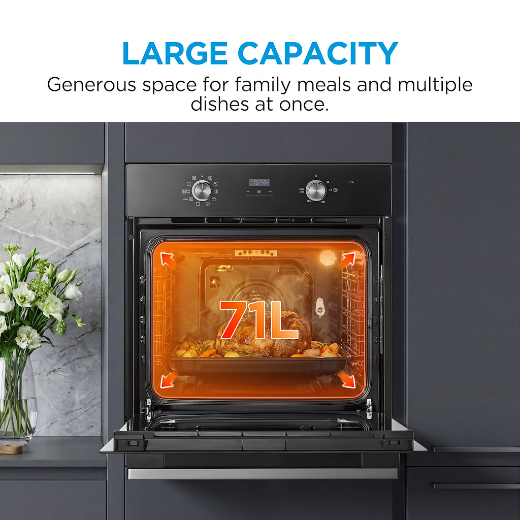 Midea Xpress Fry MBO65M90D2C-BK Multifunction Built-In Single Oven with Catalytic Liners - Black - A+ Rated