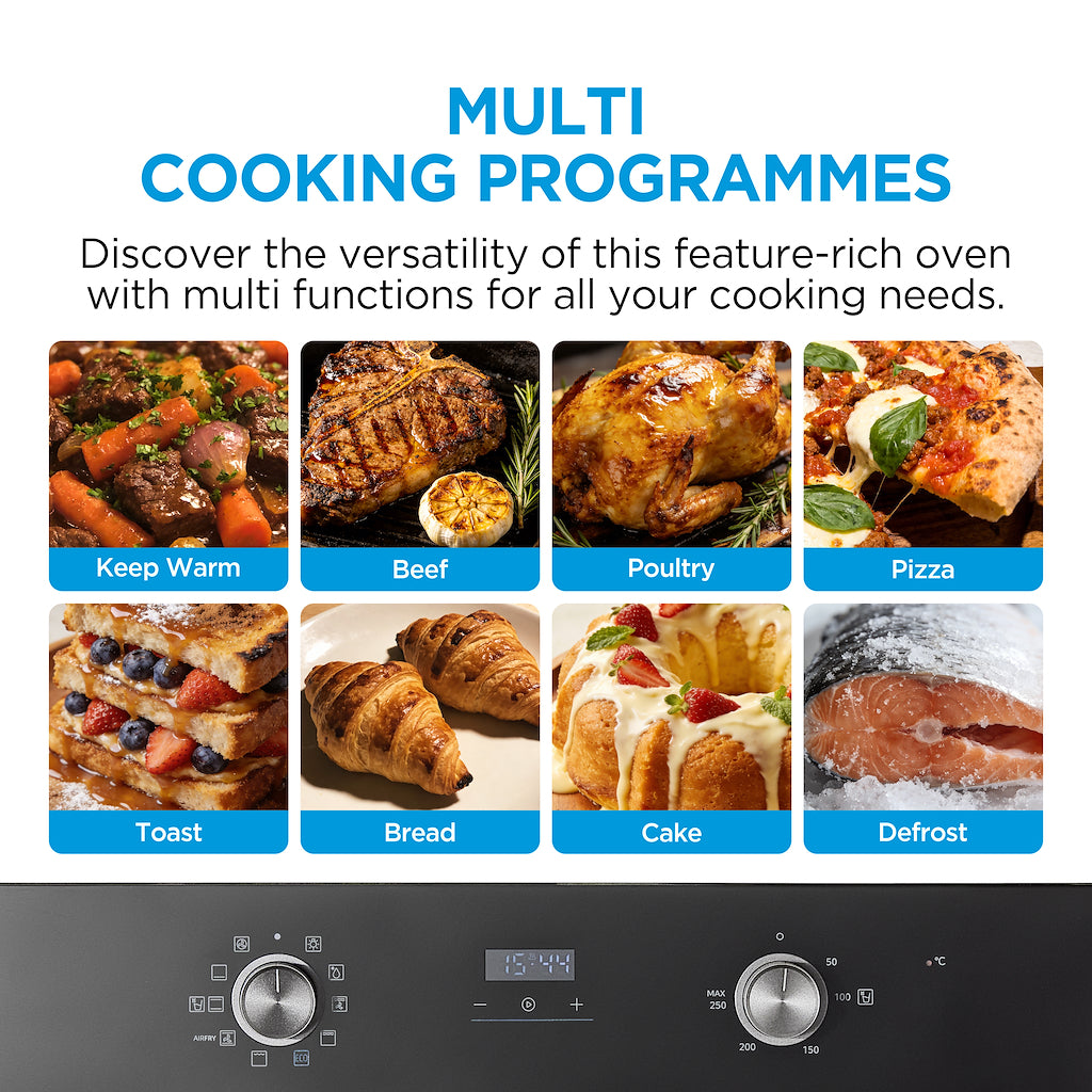 Midea Xpress Fry MBO65M90D2C-BK Multifunction Built-In Single Oven with Catalytic Liners - Black - A+ Rated