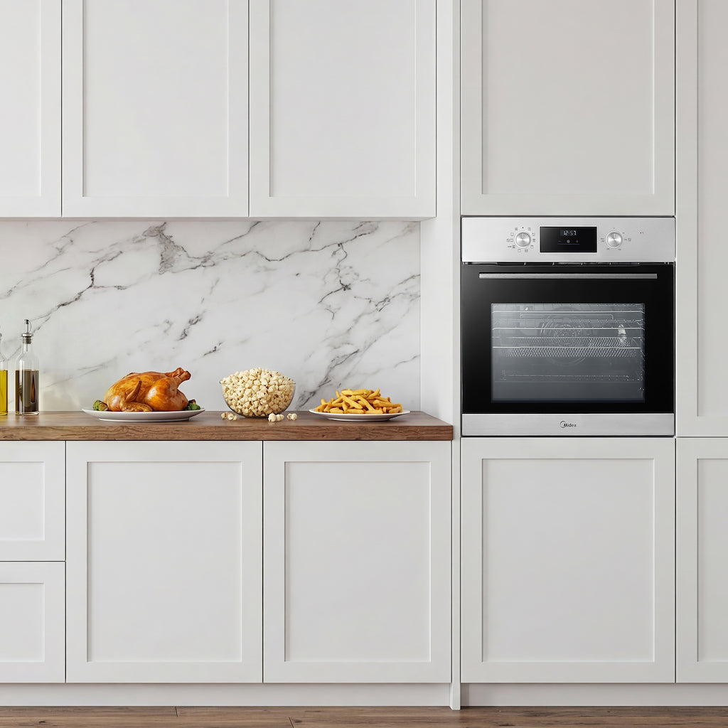 Midea Xpress Fry MBO65M90D2C-SS Multifunction Built-In Single Oven with Catalytic Liners - Stainless Steel - A+ Rated
