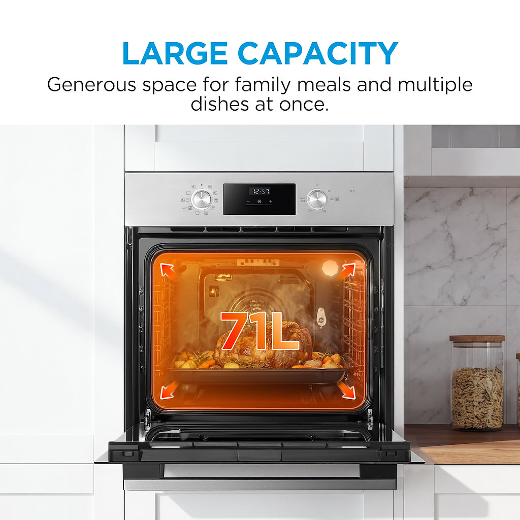 Midea Xpress Fry MBO65M90D2C-SS Multifunction Built-In Single Oven with Catalytic Liners - Stainless Steel - A+ Rated