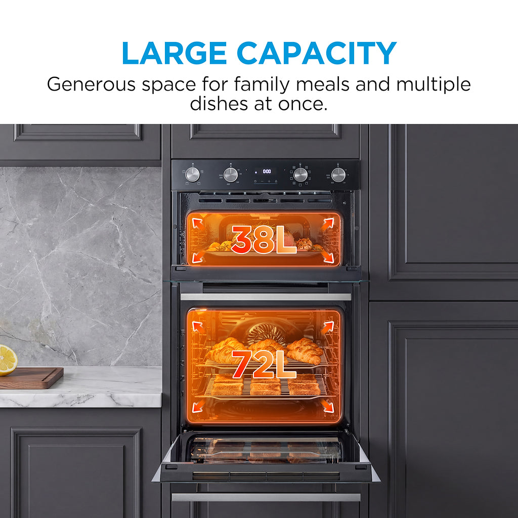 Midea MBOD70M30D0-BK Multifunction Built-In Double Oven - Black - AA Rated