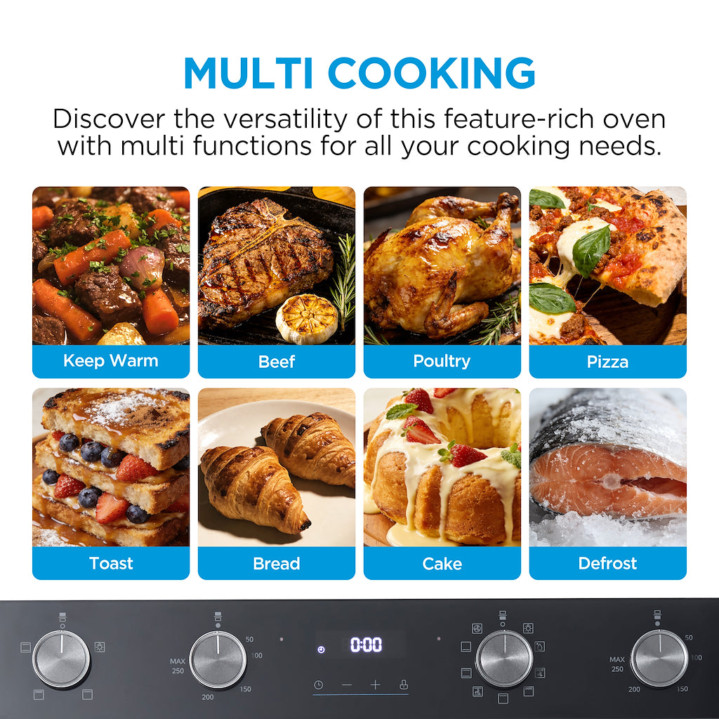 Midea MBOD70M30D0-BK Multifunction Built-In Double Oven - Black - AA Rated