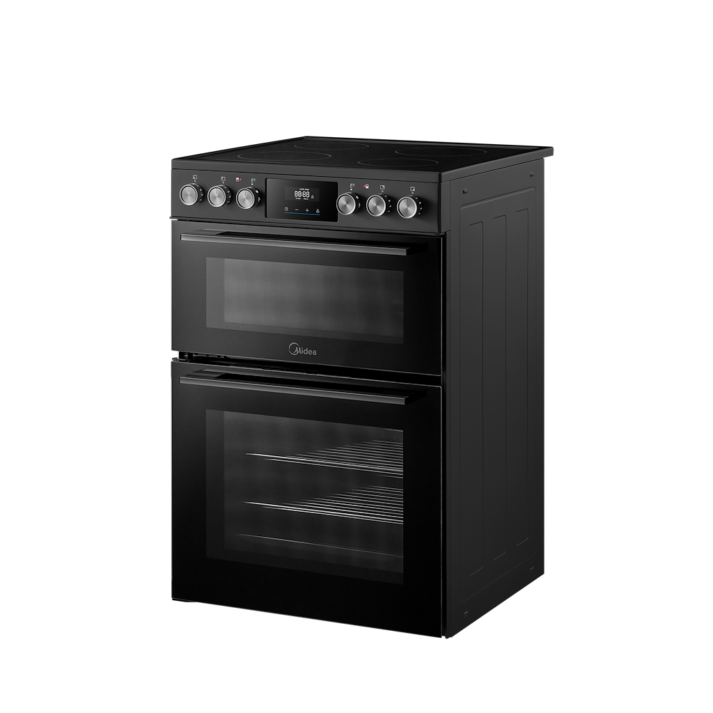 Midea MFO24EME4R118-BK 60cm Double Oven FS Cooker with Ceramic Hob - Black - AA Rated