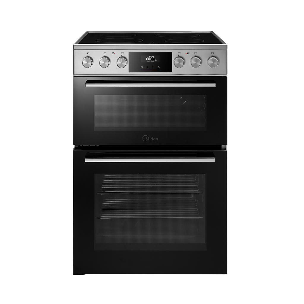 Midea MFO24EME4R118-SS 60cm Double Oven FS Cooker with Ceramic Hob - Stainless Steel - AA Rated