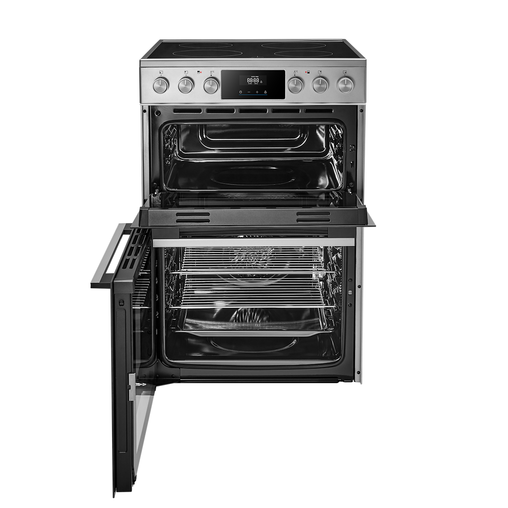 Midea MFO24EME4R118-SS 60cm Double Oven FS Cooker with Ceramic Hob - Stainless Steel - AA Rated
