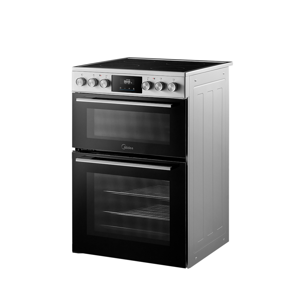 Midea MFO24EME4R118-SS 60cm Double Oven FS Cooker with Ceramic Hob - Stainless Steel - AA Rated