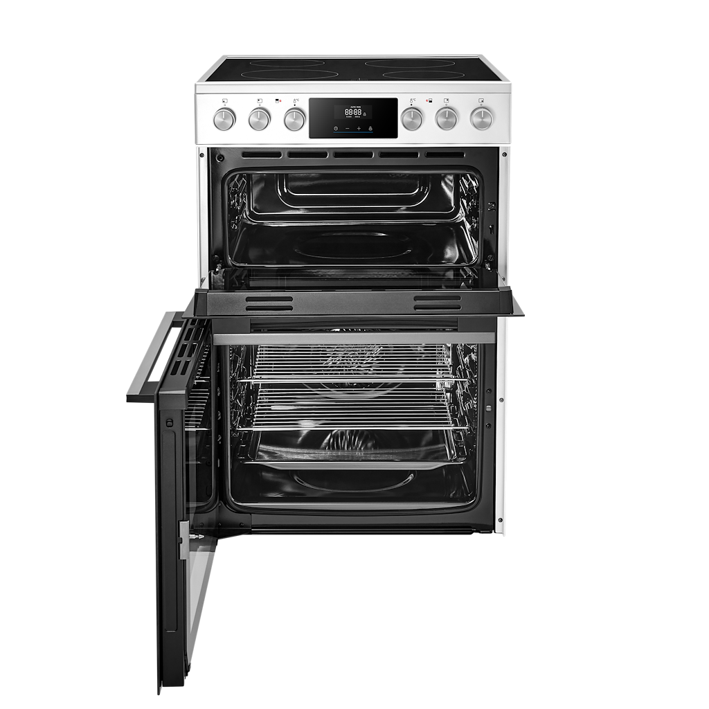 Midea MFO24EME4R118-WH 60cm Double Oven FS Cooker with Ceramic Hob - White - AA Rated