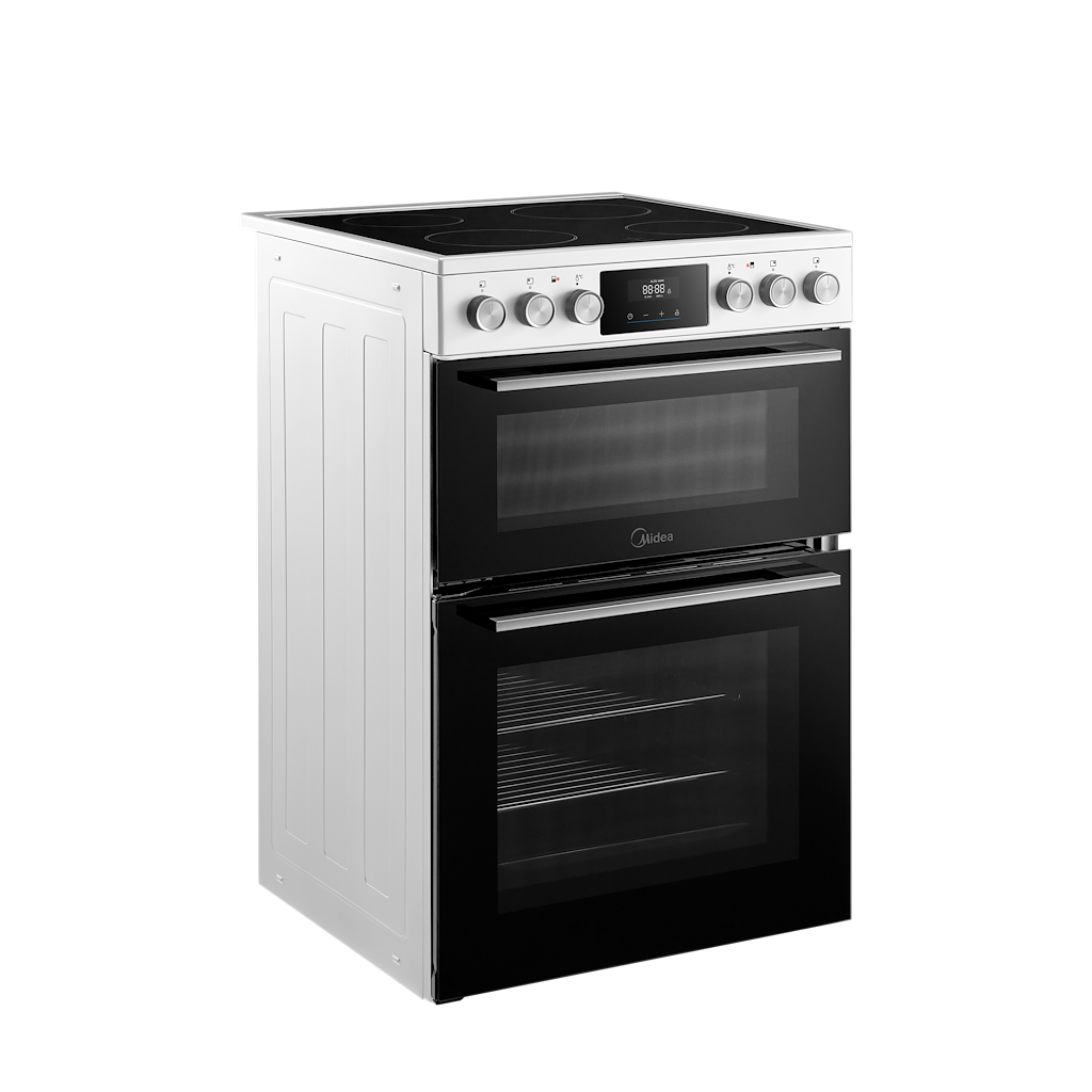 Midea MFO24EME4R118-WH 60cm Double Oven FS Cooker with Ceramic Hob - White - AA Rated