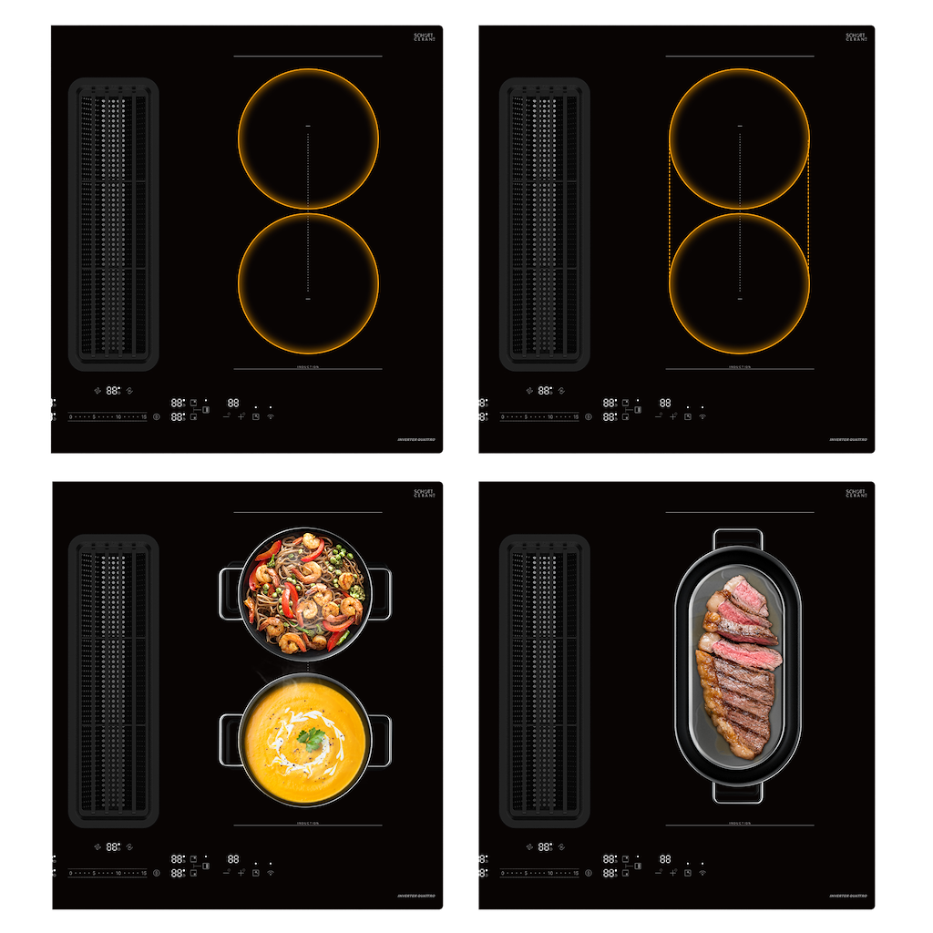 Midea Even Pro MIH7480Y225GKH1 80cm Induction Extractor Hob - Black