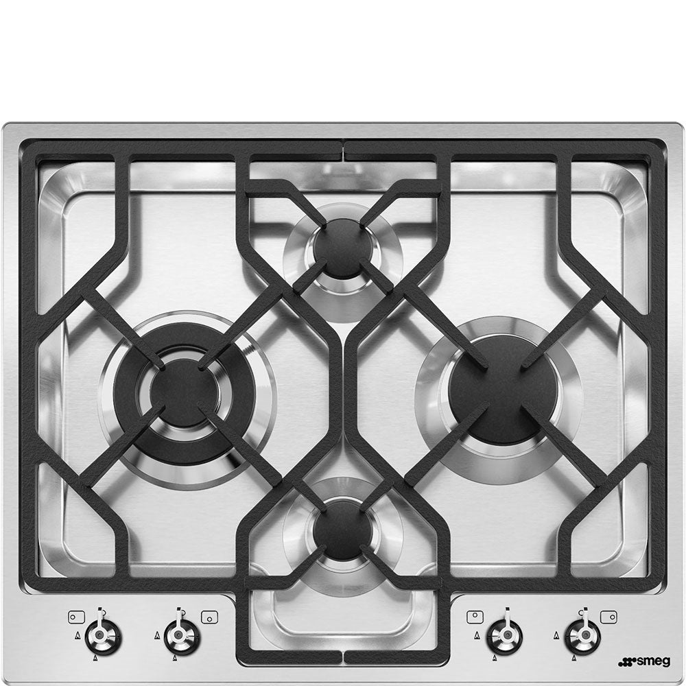 Smeg PGF64-4 62cm Classic Gas Hob, Stainless Steel