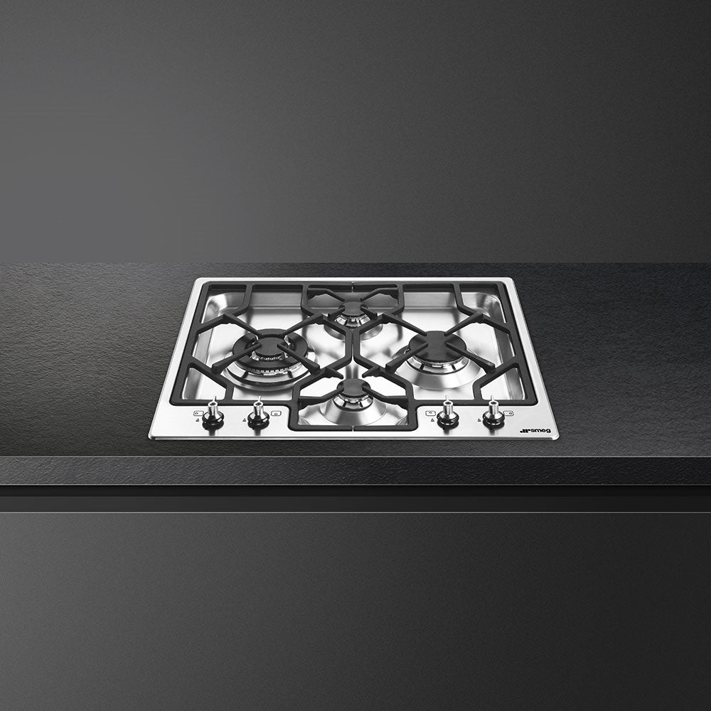 Smeg PGF64-4 62cm Classic Gas Hob, Stainless Steel