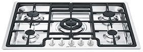Smeg PGF75-4 72cm Classic Gas Hob, Stainless Steel