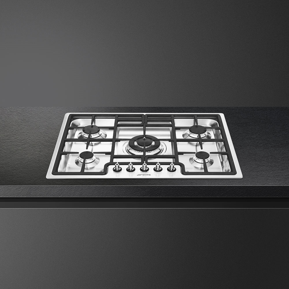 Smeg PGF75-4 72cm Classic Gas Hob, Stainless Steel