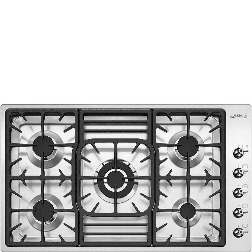 Smeg PGF95-4 87cm Classic Gas Hob, Stainless Steel