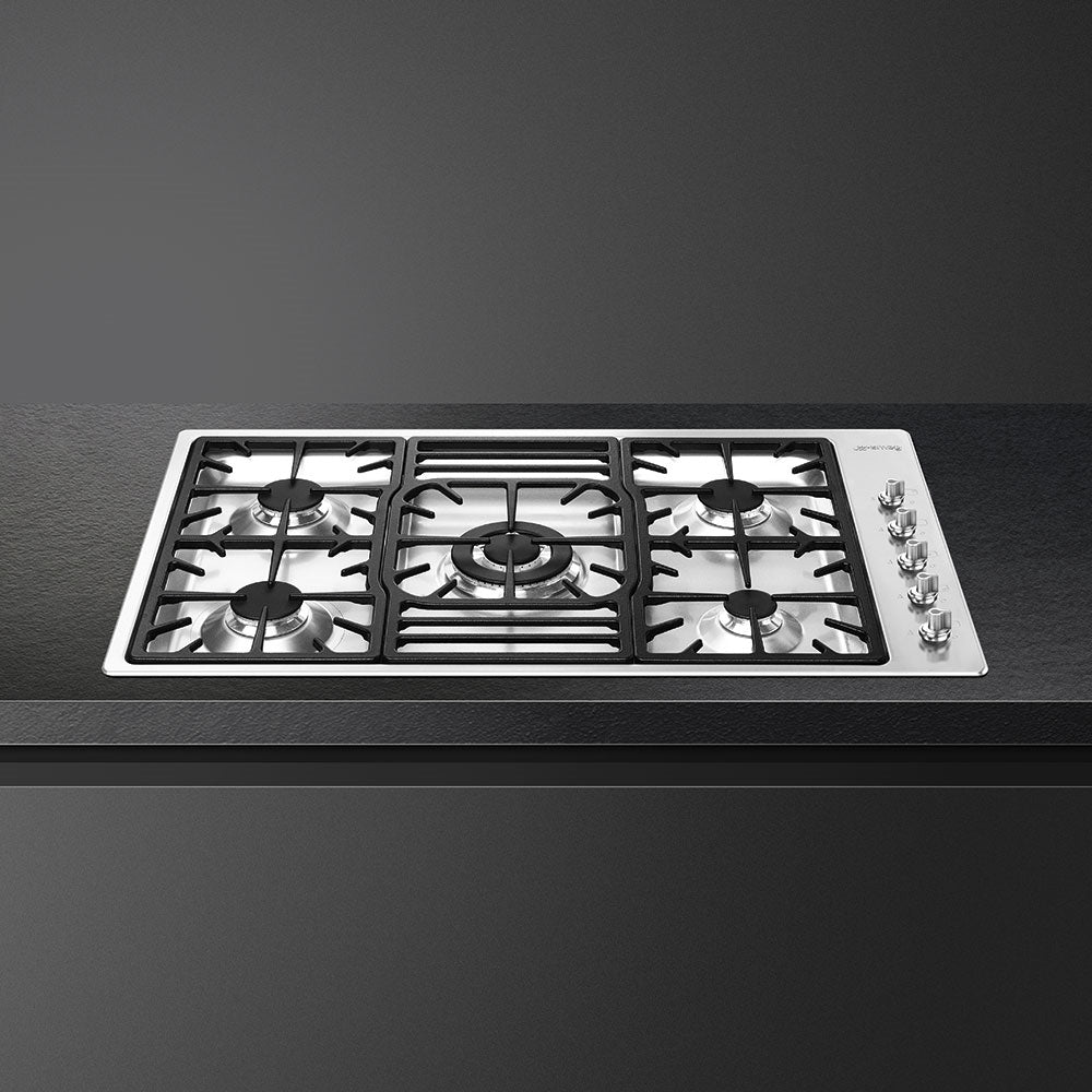 Smeg PGF95-4 87cm Classic Gas Hob, Stainless Steel