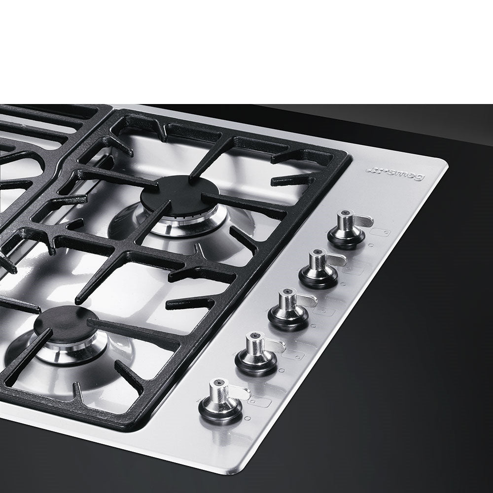 Smeg PGF95-4 87cm Classic Gas Hob, Stainless Steel
