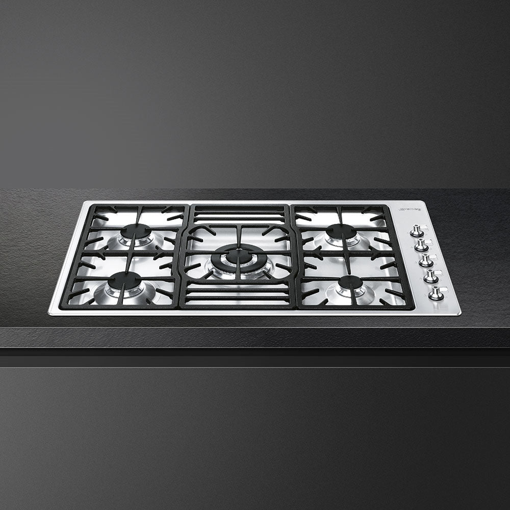 Smeg PGF95-4 87cm Classic Gas Hob, Stainless Steel