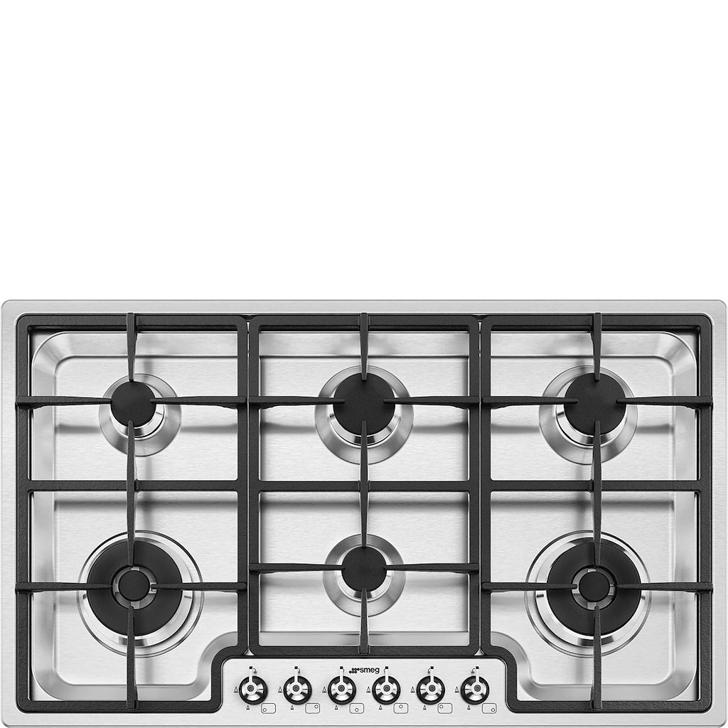 Smeg PGF962 90cm Classic Gas Hob, Stainless Steel