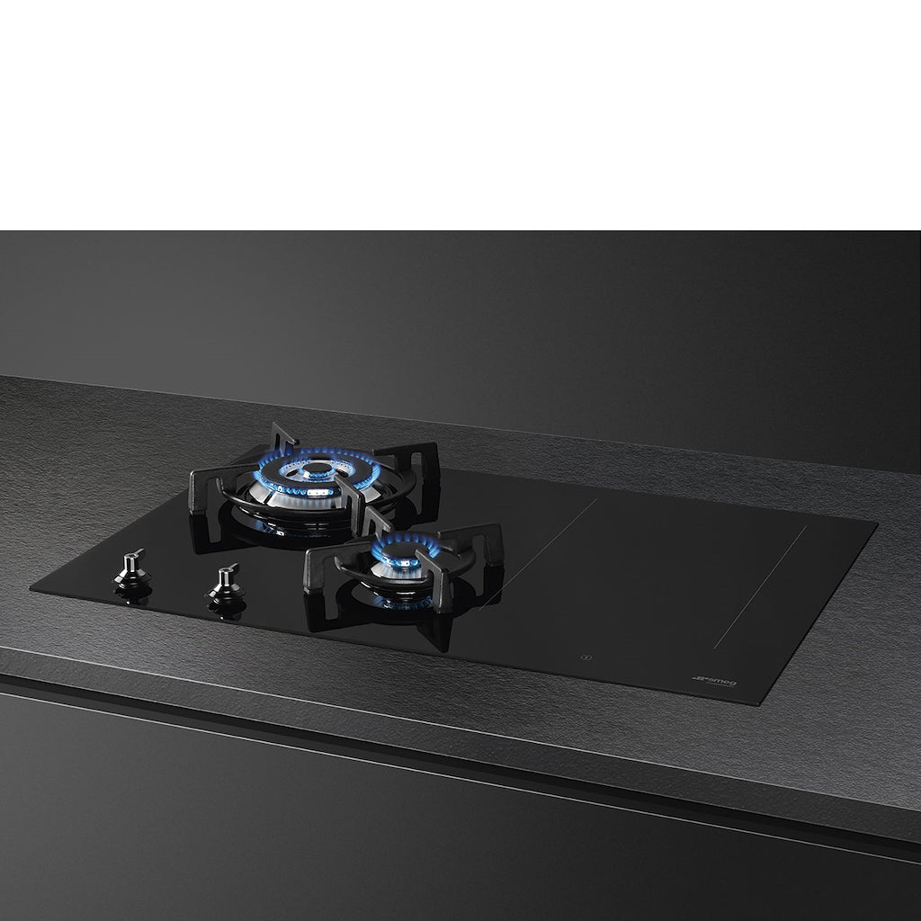 Smeg PM3743D 75cm Eclipse Mixed Fuel Hob 2 Gas Burners 1 Induction Multizone