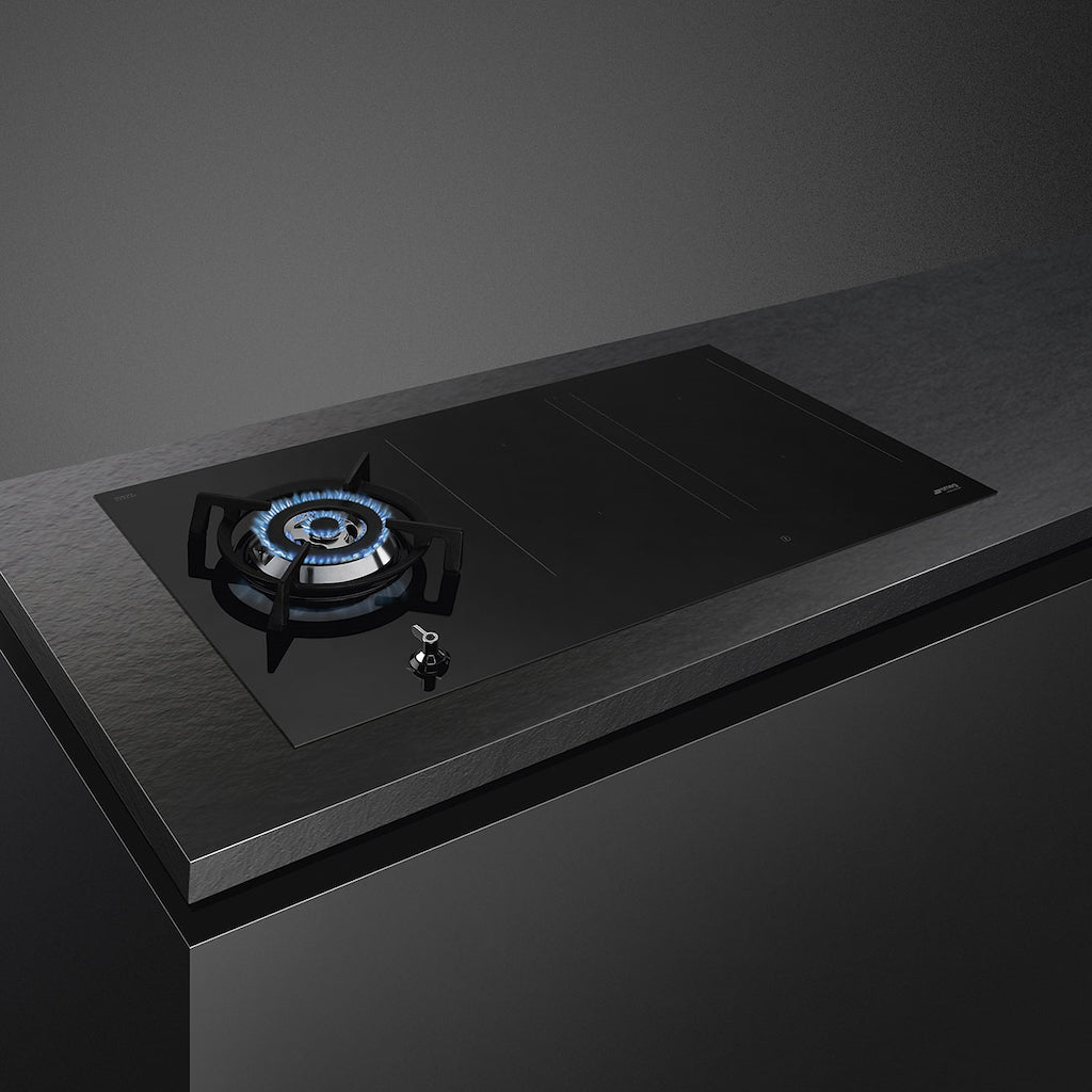 Smeg PM3953D 90cm Eclipse Mixed Fuel Hob 1 Gas Burner 2 Induction Multizones