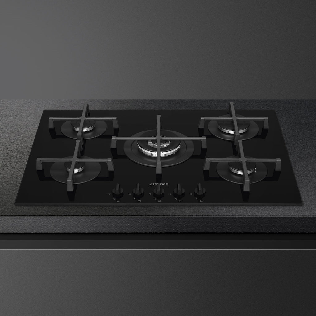Smeg PV275B 72cm Gas on Glass Hob, Black