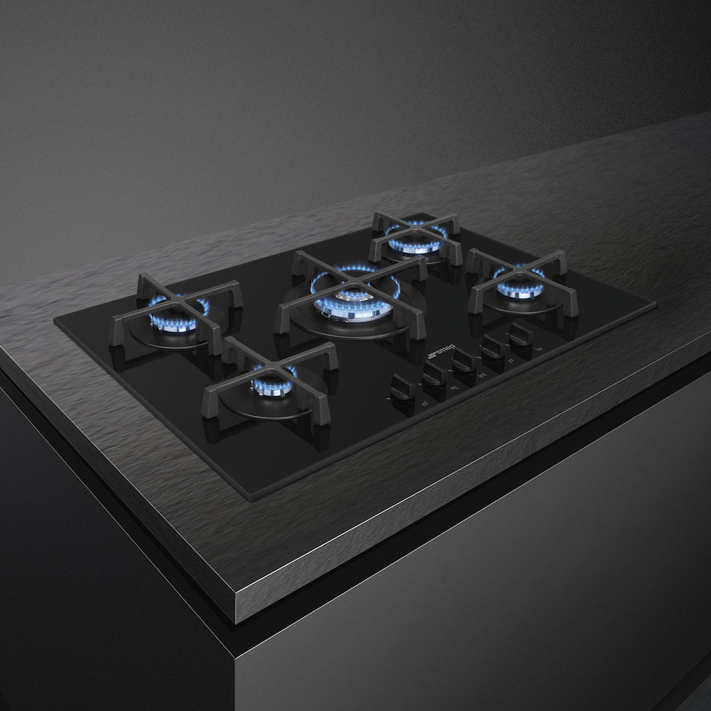 Smeg PV275B 72cm Gas on Glass Hob, Black