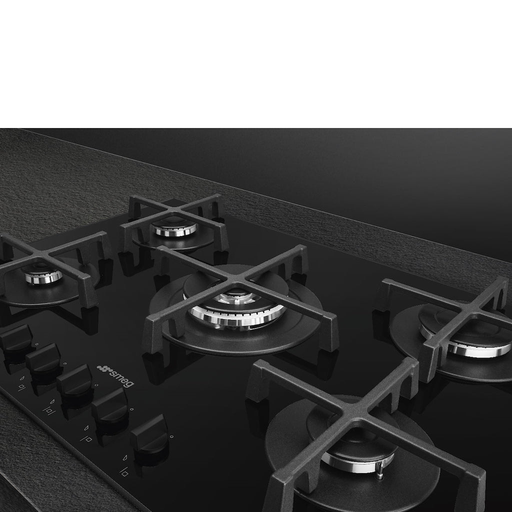 Smeg PV275B 72cm Gas on Glass Hob, Black
