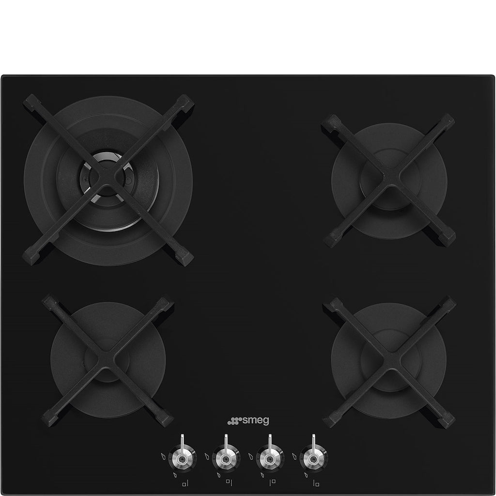 Smeg PV364N 65cm Classic Gas Hob in Black Gas on Glass on Steel
