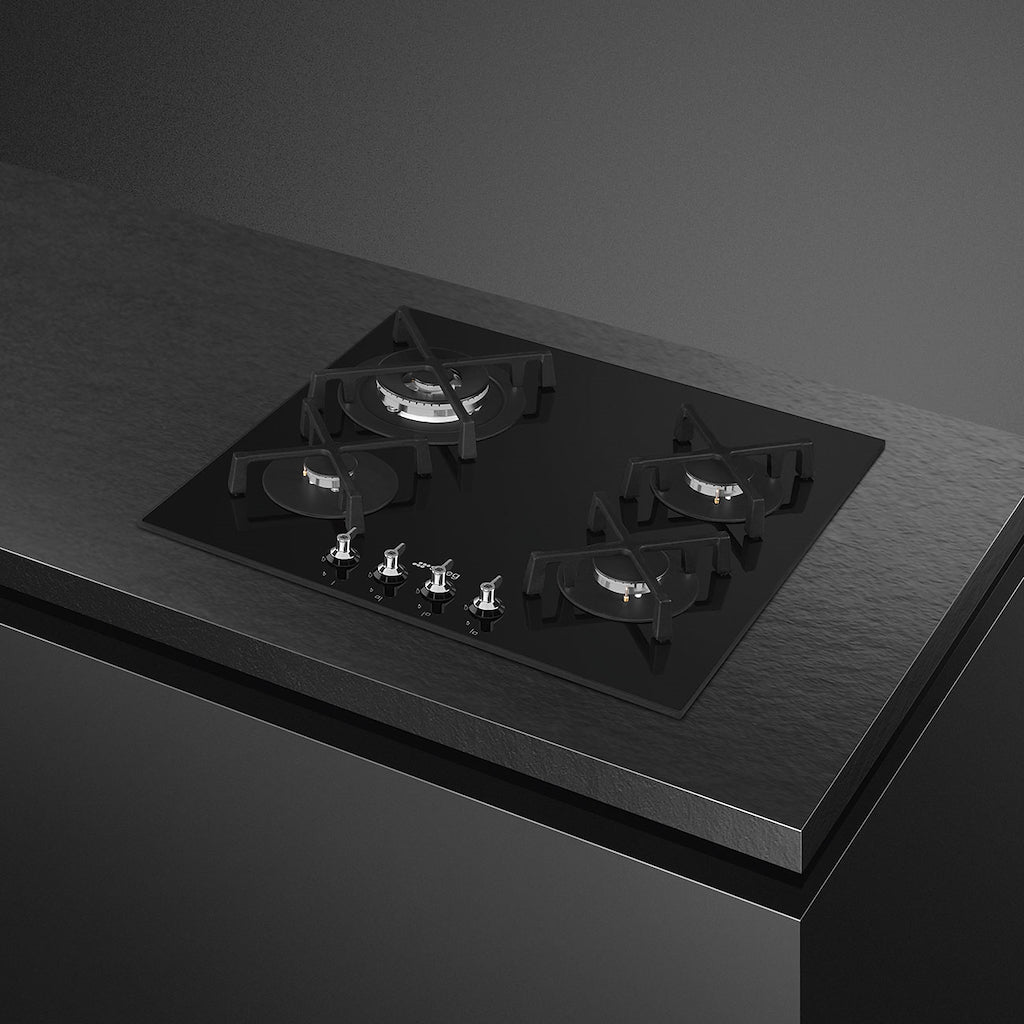 Smeg PV364N 65cm Classic Gas Hob in Black Gas on Glass on Steel