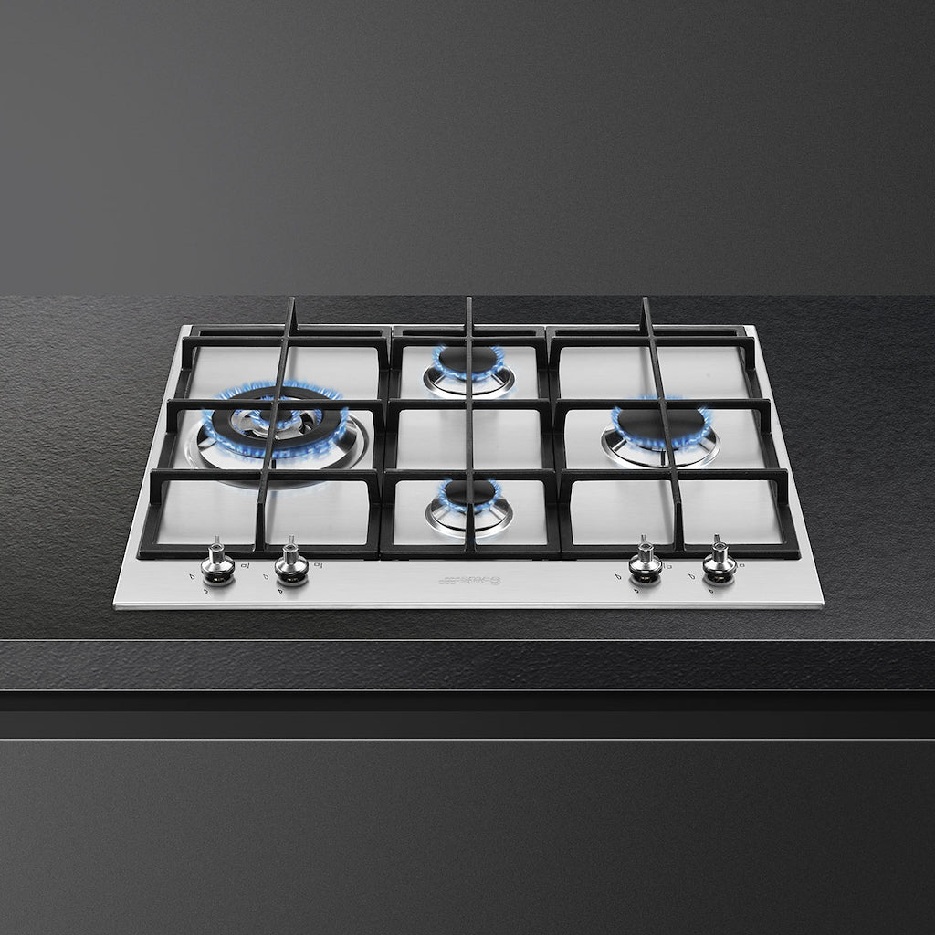 Smeg PX364L 60cm Classic Gas Hob, Stainless Steel