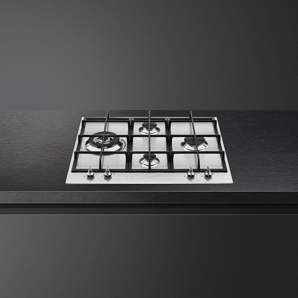 Smeg PX364L 60cm Classic Gas Hob, Stainless Steel