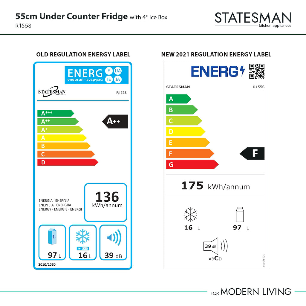 Statesman R155S 55cm Undercounter Fridge with 4* Ice Box