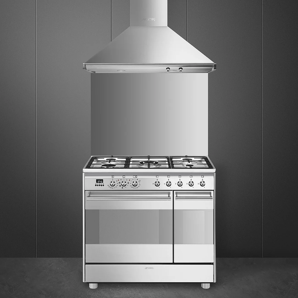Smeg SCB92MX8 90cm Dual Fuel Range Cooker - Stainless Steel