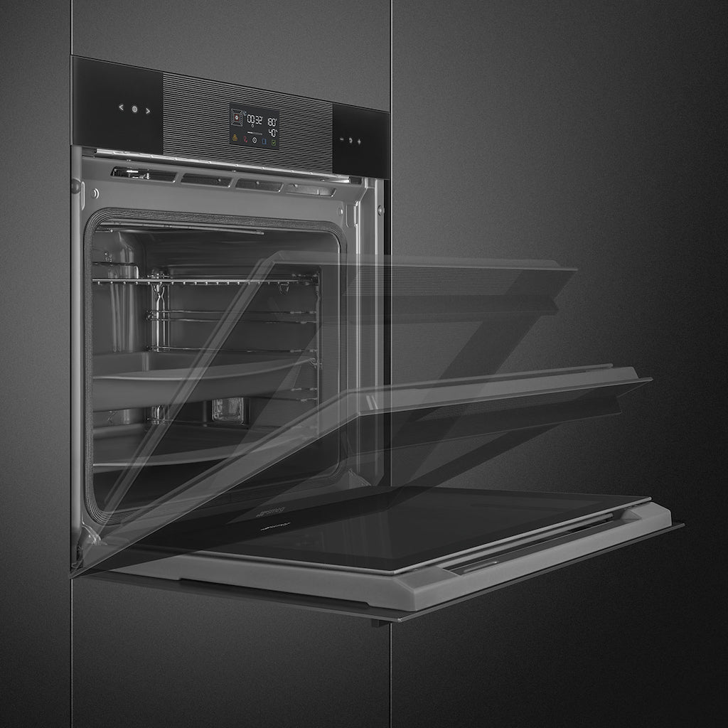 Smeg SOP6102S2PB3 60cm Linea Pyrolytic SteamOne Oven, Black