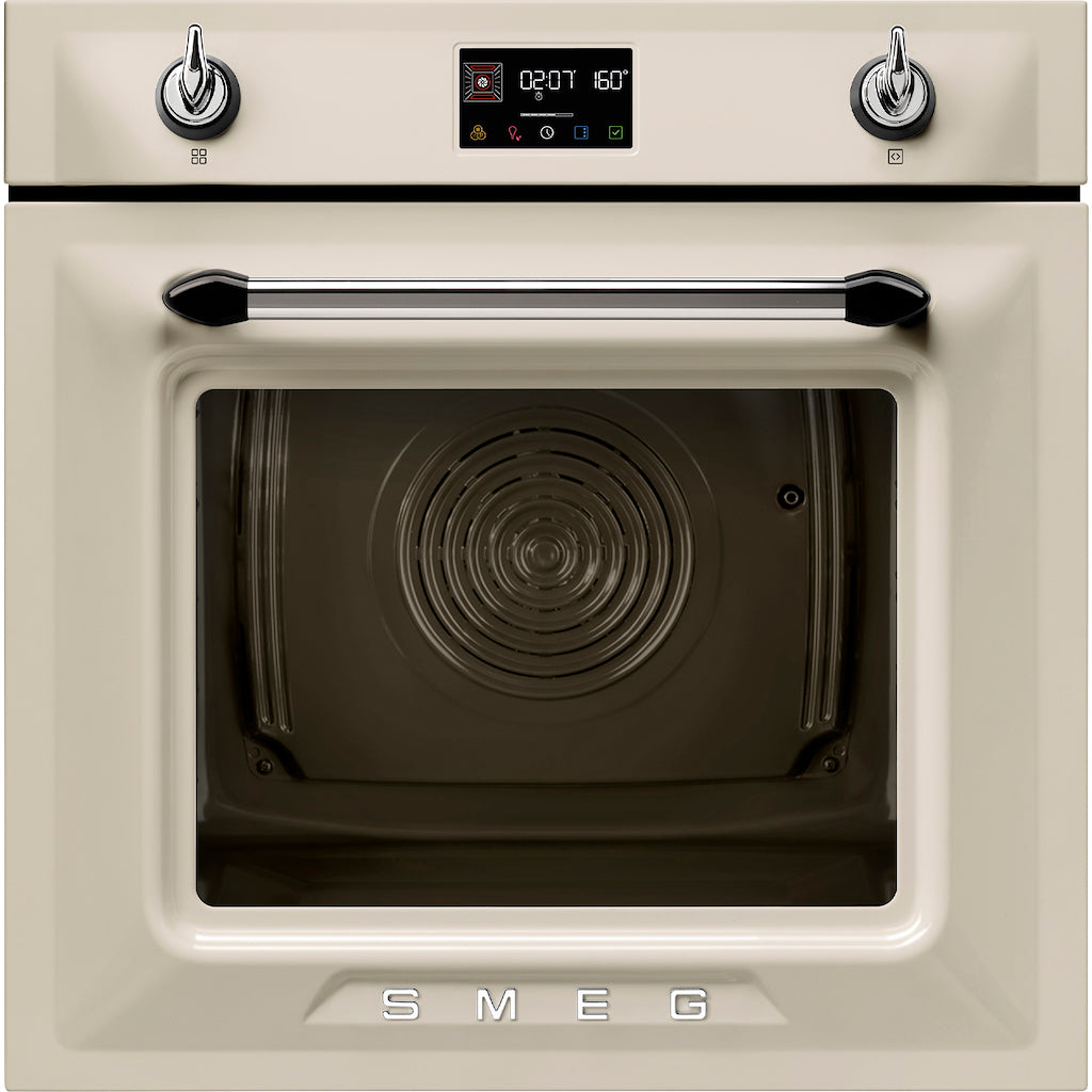 Smeg SOP6902S2PP 60cm Victoria Pyrolytic SteamOne Single Oven, Cream